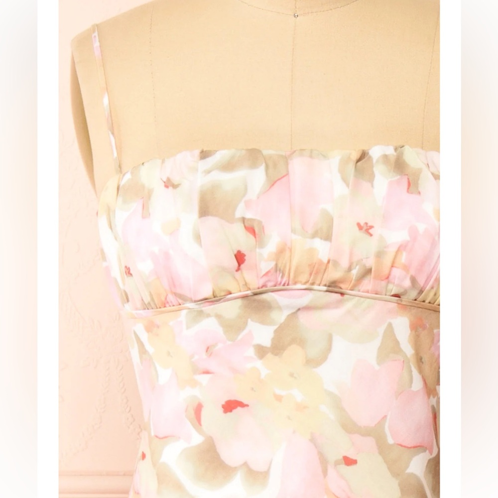 Elegant Pink and Cream Floral Maxi Dress - Picture 3 of 5